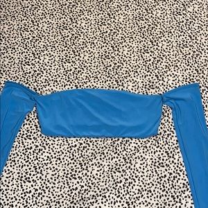 Discontinued Akira Blue Off The Shoulder Crop Top